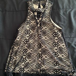 Black & Nude Lace Tank